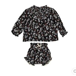 Floral Kids Outfit Set - Black and White